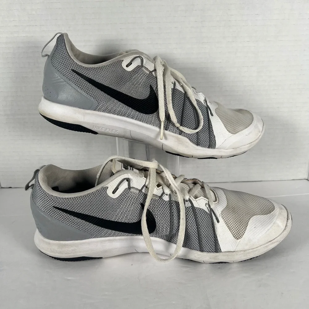 Nike Flex Train Aver Mens 9.5 Wolf‎ Grey White Running Shoes 831568-100